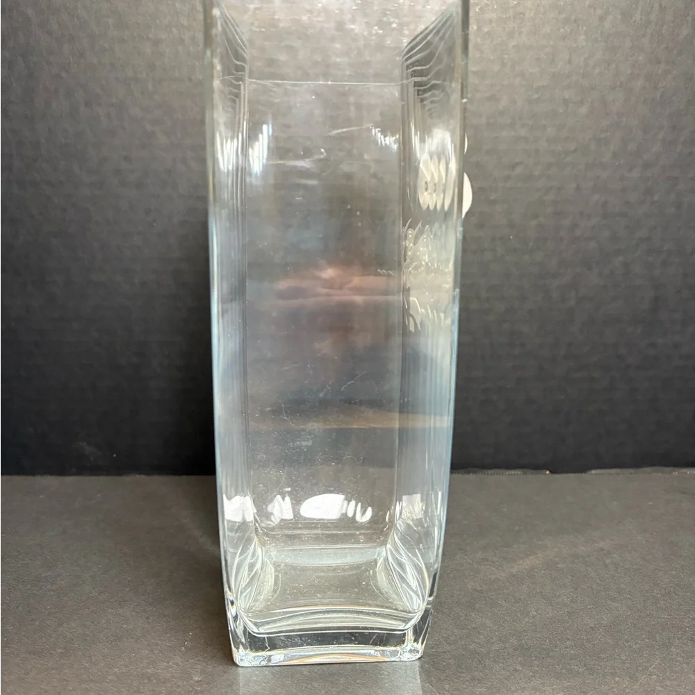 Mikasa Crystal Summer Nectar vase etched hummingbird 3D frosted crystal flower